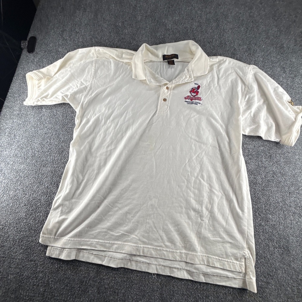 Antigua Cleveland Indians 1995 American League Champions Vintage Polo Shirt XL